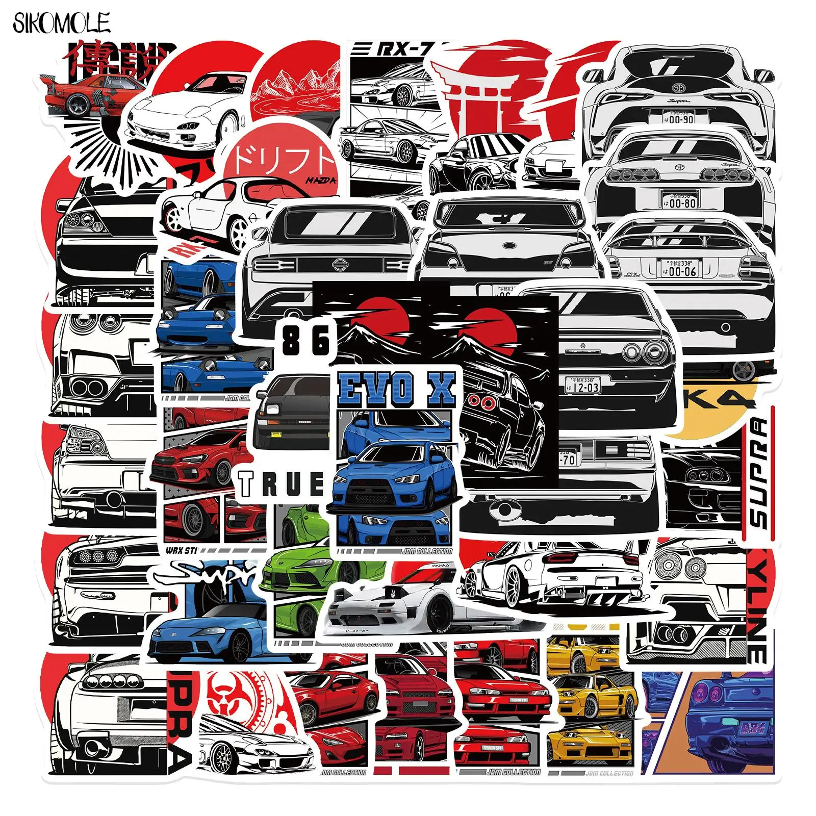 10/30/50PCS JDM Japan Retrofit Racing Car Stickers DIY Toys Luggage Skateboard Diary Laptop Decals Pegatinas Graffiti Sticker F5