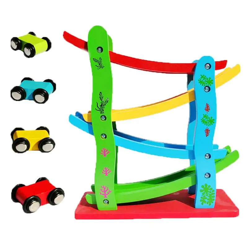 Wooden Car Ramp Racer Toy Early Learning Car Ramp Racer Toy Vehicle Set Boy Inertial Race Track Car Ramp Toy For Toddler