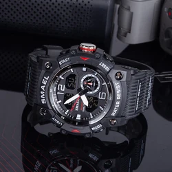 SMAEL Sport Watch Military Wristwatch for Men Alarm Stopwatch LED Digital Back Light Dual Time Display Waterproof Watch Men 8007