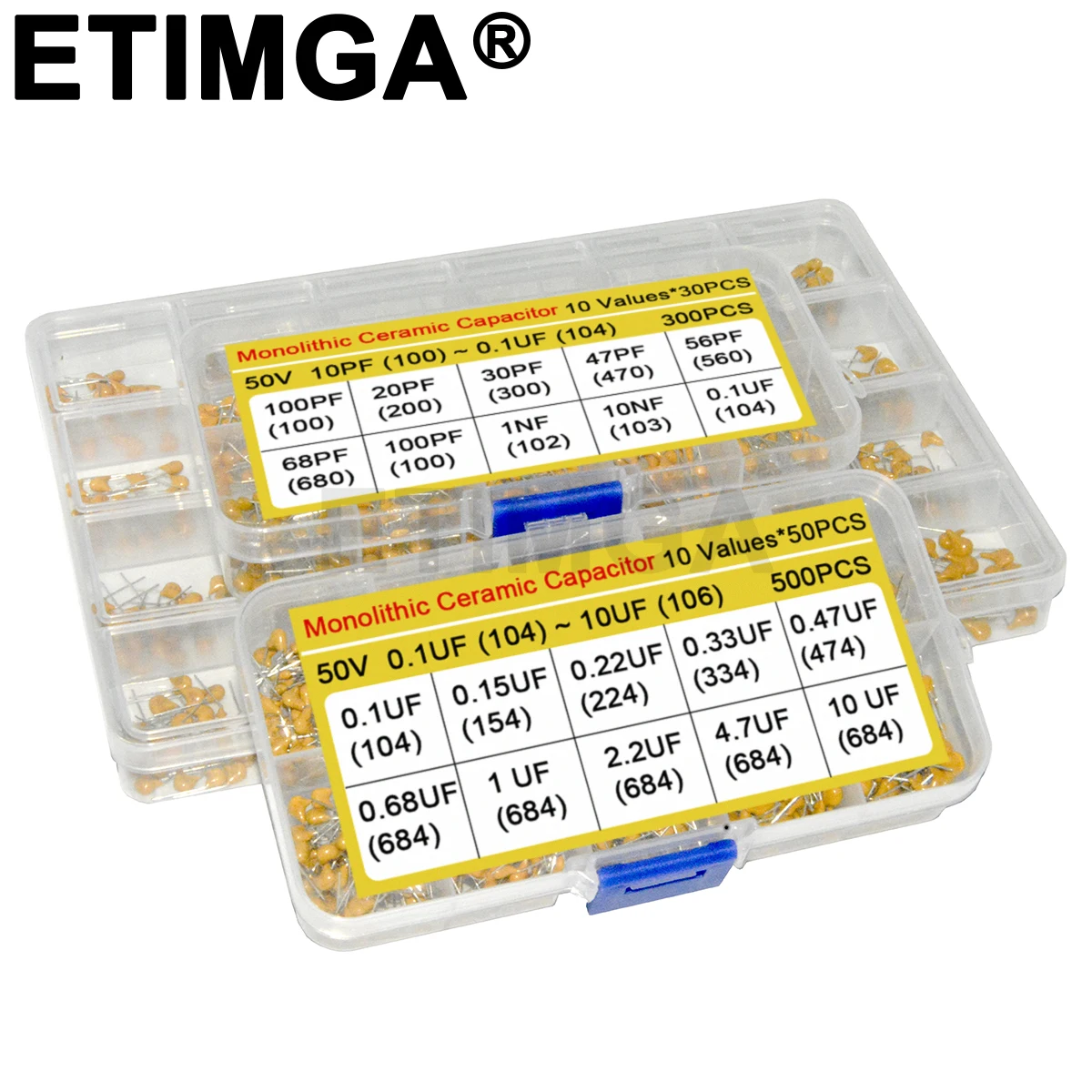 180/300/480/500 قطعة مجموعة متنوعة من مكثف السيراميك 10PF ~ 10 فائق التوهج 22PF 47NF 220NF 1NF 4.7 فائق التوهج 1 فائق التوهج 100NF 330NF 0.1 فائق التوهج 102 104 105 106 #2