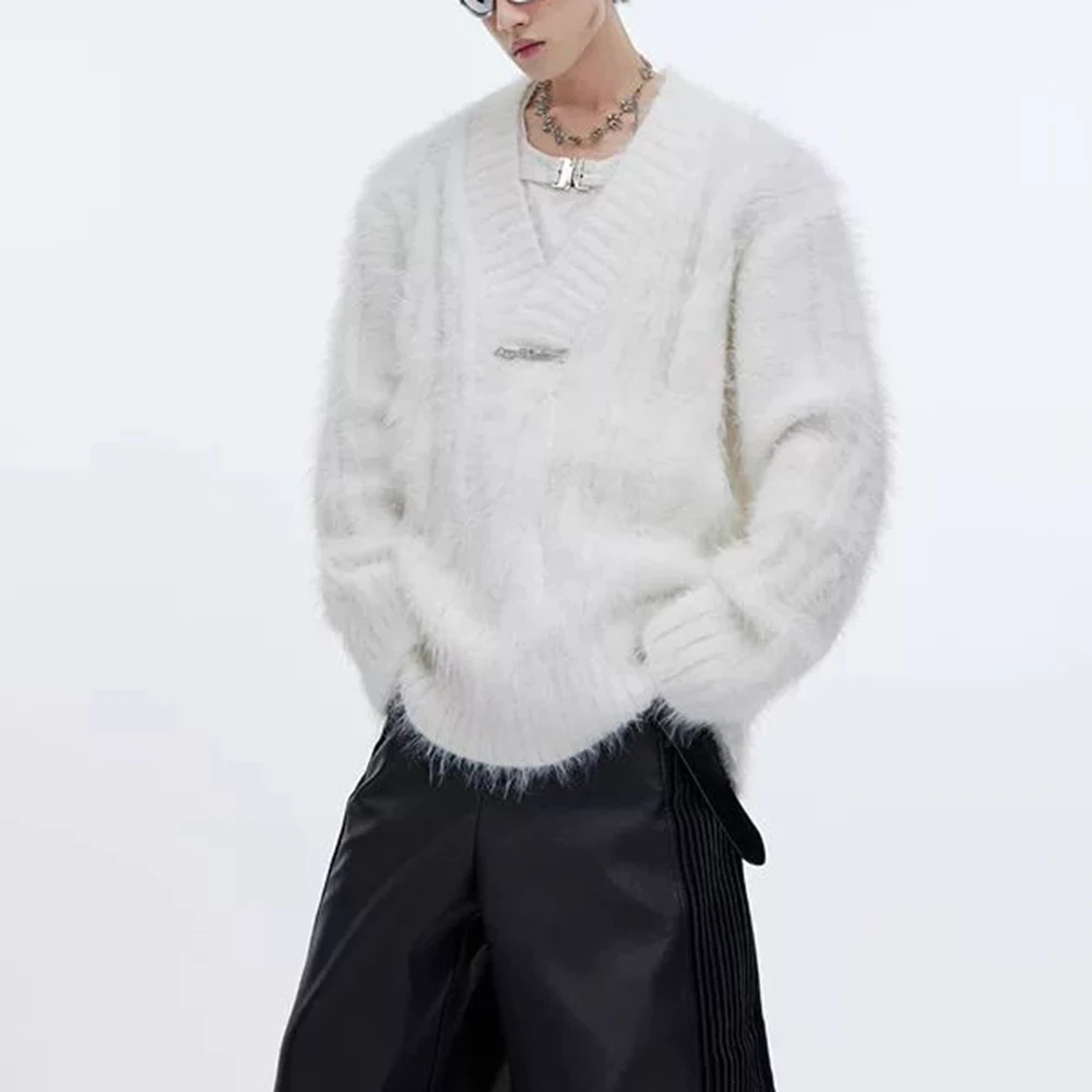 

Mens Spring Sweater Fluffy Soft Warm Knitwear Streetwear Youth Campus Outdoor Versatile Long Sleeve Top Men'S Clothing 2026 New