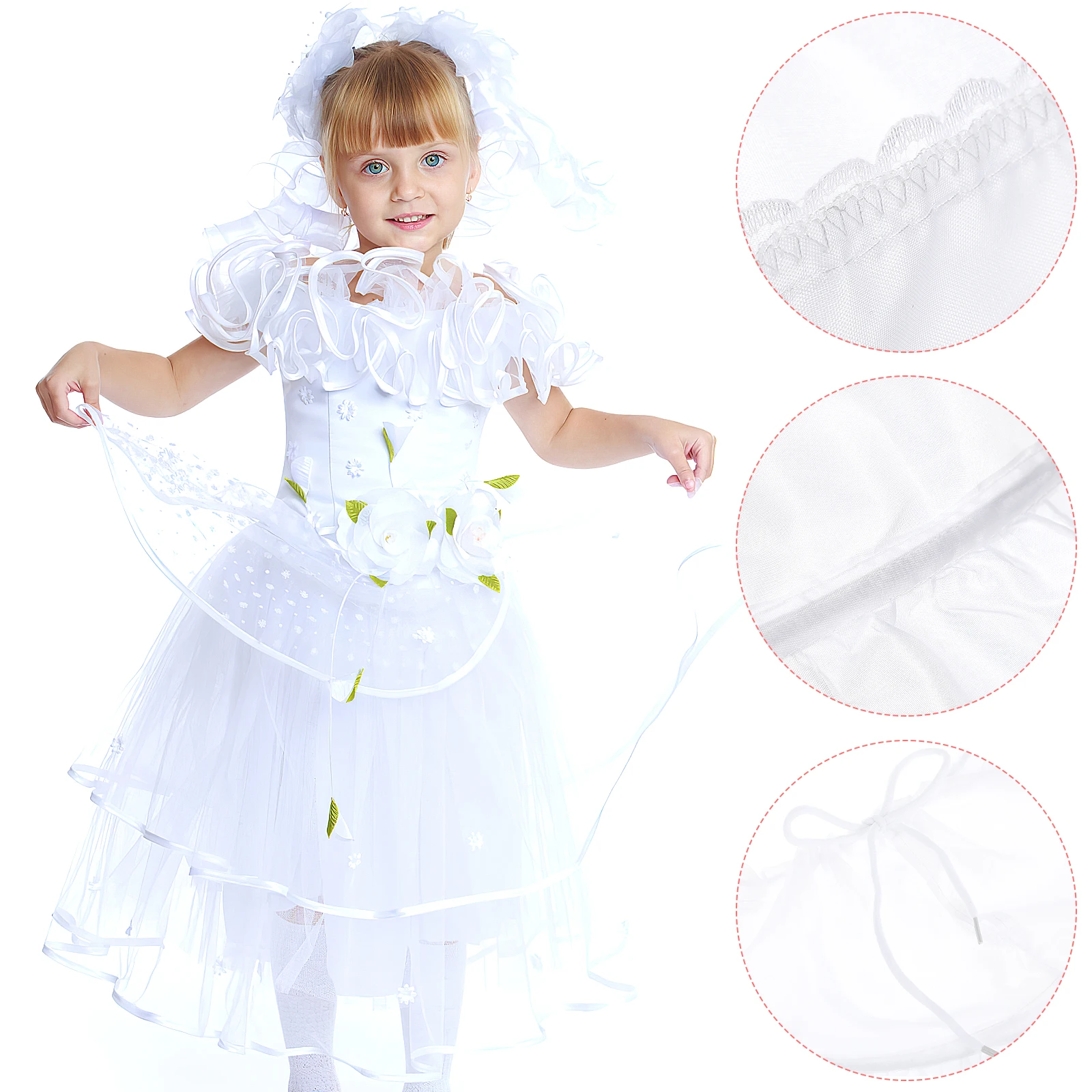 

Foldable Half Petticoat for Girls with 3 Steel Hoops Easy Fit Skirt for Wedding Ceremony Dress Liner