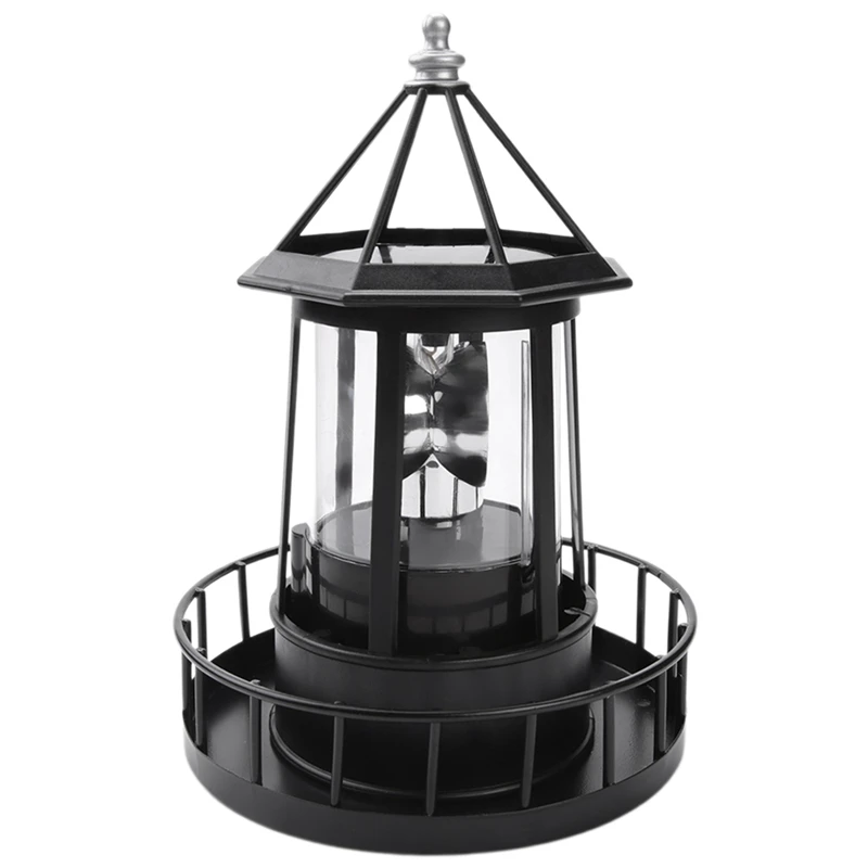 

LED Solar Powered Lighthouse, 360 Degree Rotating Lamp Courtyard Decoration Waterproof Garden Towers Statue Lights