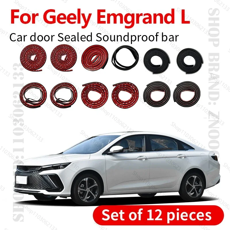 Car Door Seal Strip Rubber Double Layer Sealing Protector Soundproof Strip Dustproof Seal Strip 12PCS Set For Geely Emgrand L