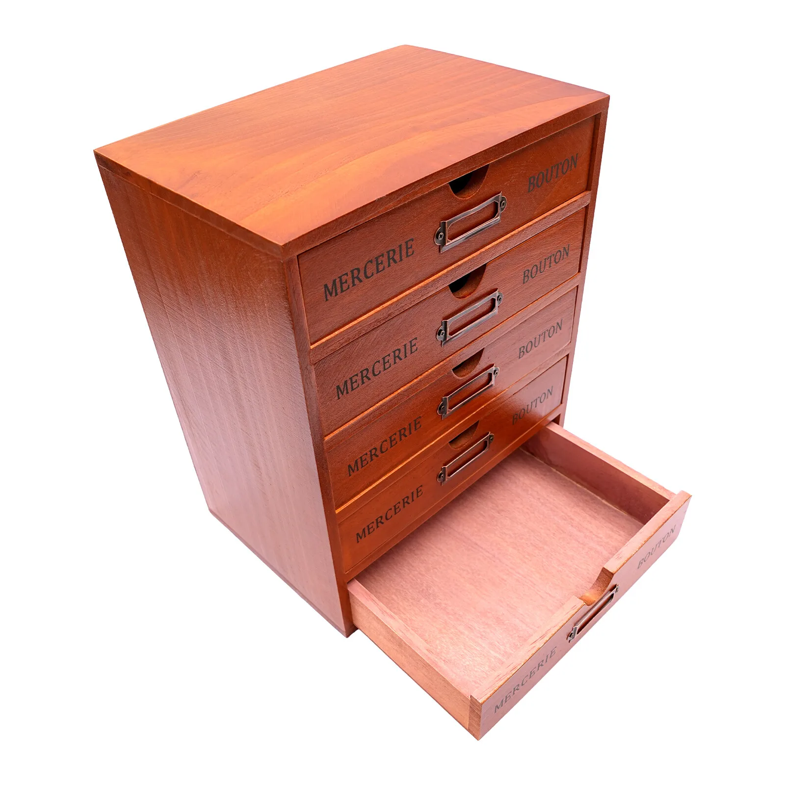 5-Drawer Desktop Organizer – Wooden, Brown. Ready To Use, Sturdy. For Teachers/Professionals, Office/Home, Easy To Clean