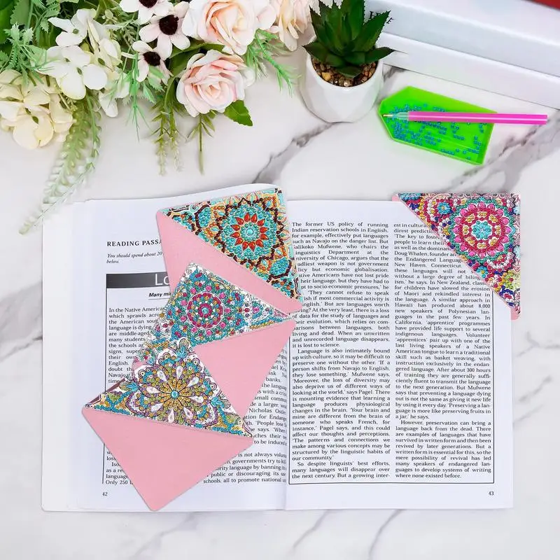 Gem Art Bookmarks Handmade Rhinestones Art Bookmarks For Book Lovers Triangle Making Corner Bookmark Bookmark Craft Set For Kids