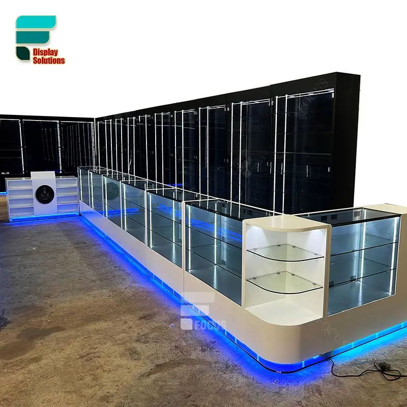 (customized)New Decoration Custom Shop Wall Display Units Tempered Glass Showcase Interior Design Cigar Store Smoke  Shel