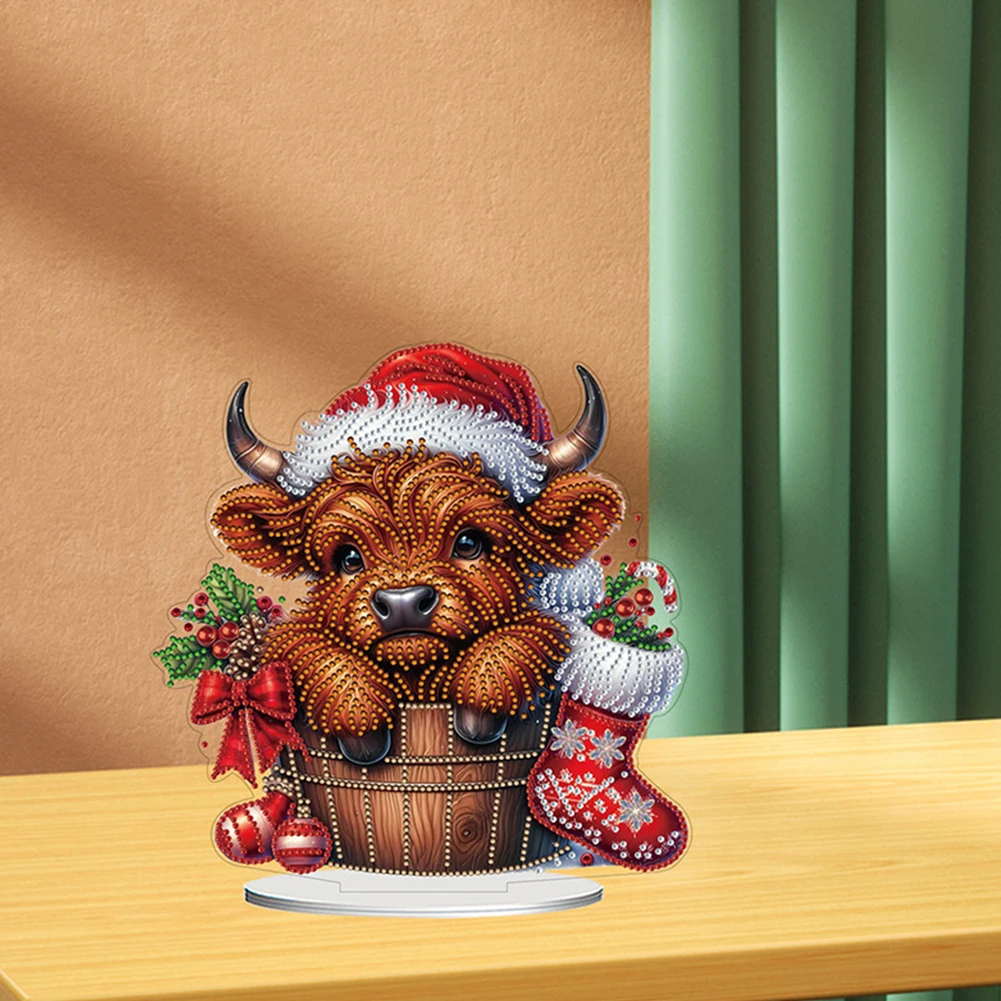

2D Flat Christmas Yak DIY Desktop Diamond Art Kits for Home Office Desktop Decor
