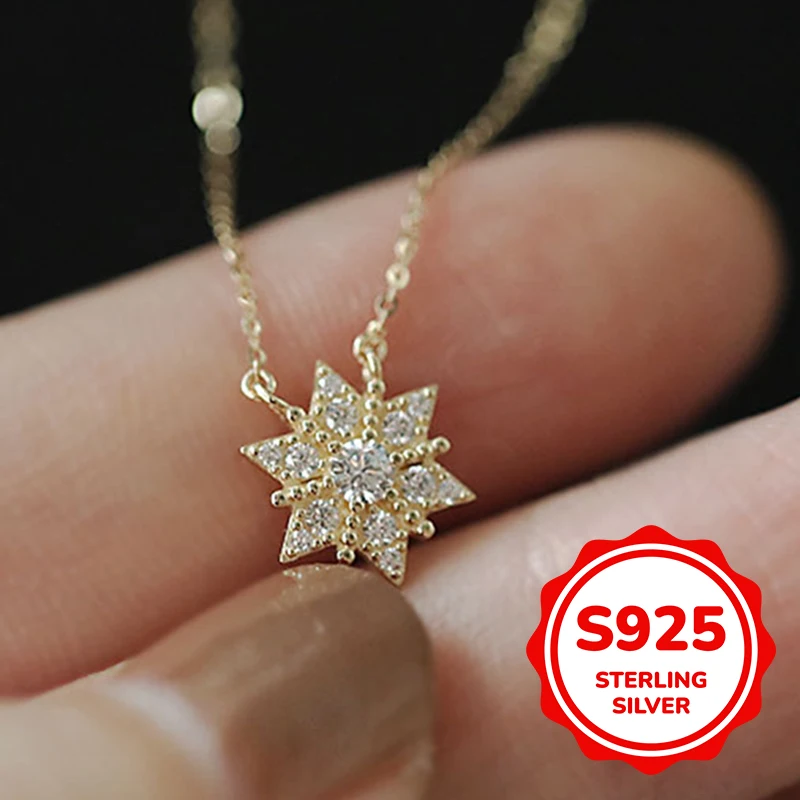 

s925 sterling silver shiny hexagonal star necklace for women light luxury retro fashion simple trend classic elegant daily