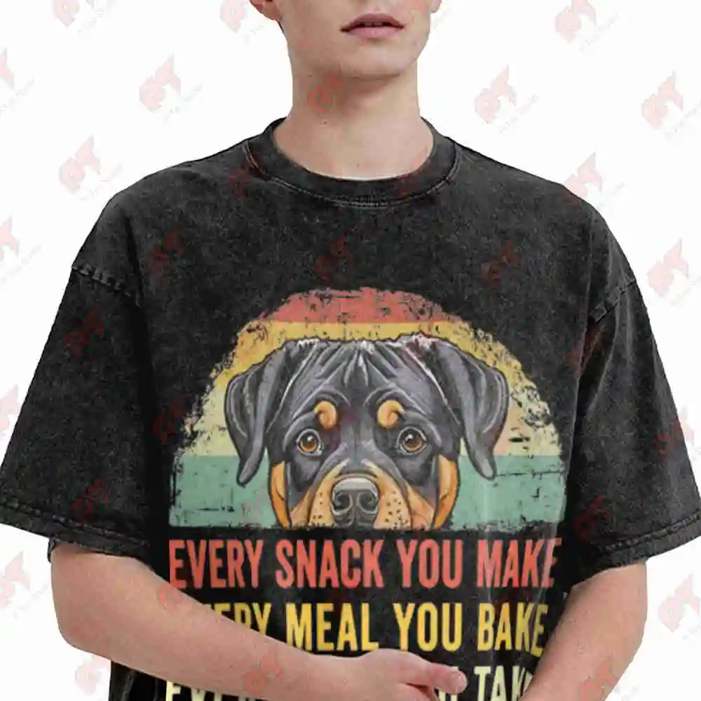 Rottweiler Every Snack You Make Rottie Mom Vintage Washed Tee Pure Cotton T-Shirt