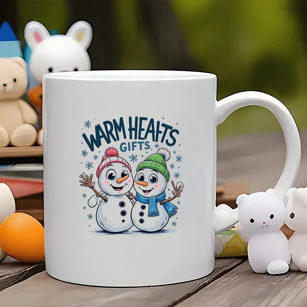 

11oz cartoon snowman mug + Cozy Christmas gift - Kids cup Family office warm coffee mug