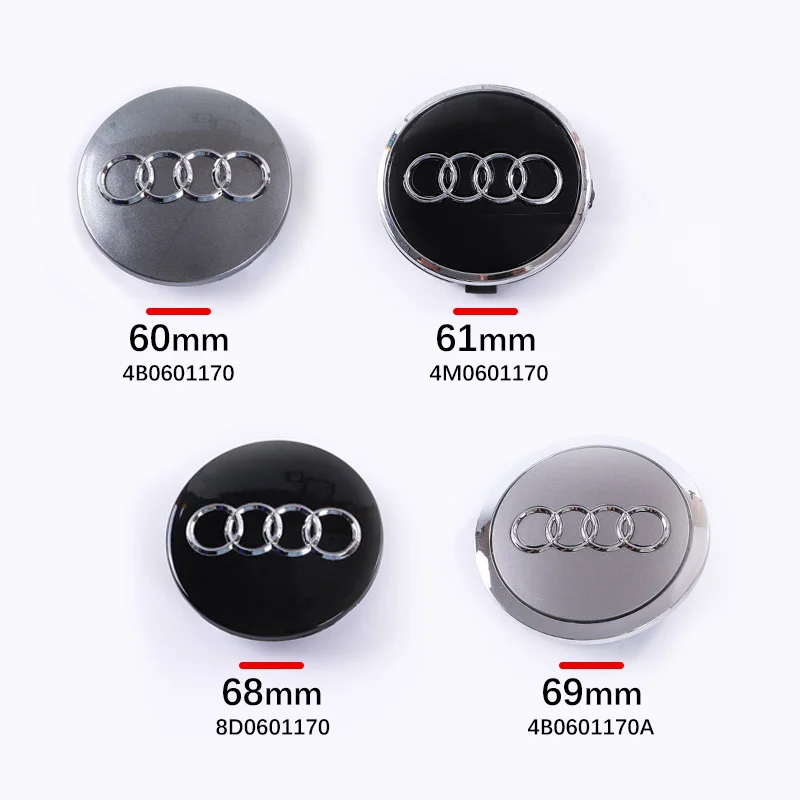 Car Styling Wheel Center Cap Hub Covers Badge For Audi A3 A4 A5 A6 A7 A8 Q5 Q7 RS 60mm 61mm 68mm 69mm 4M0601170 Car Accessories