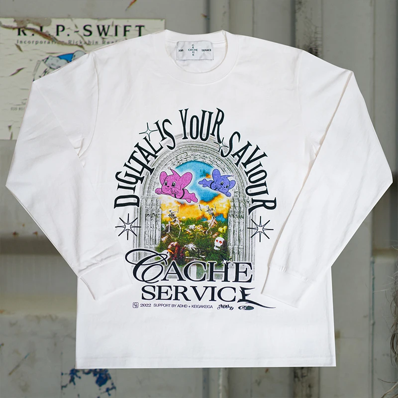 

Street Sle Long Sve T-irt Skull Print Loose Fit Cotton Crew Ne Hip Hop Faion for Young Women 8-24 Years Old