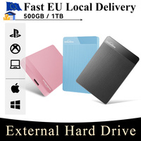 UnionSine 1TB/500GB Portable HDD USB3.0 Ultra-Slim External Hard Drive for PC/PS5/Xbox/TV - Fast Transfer, EU Germany Warehouse