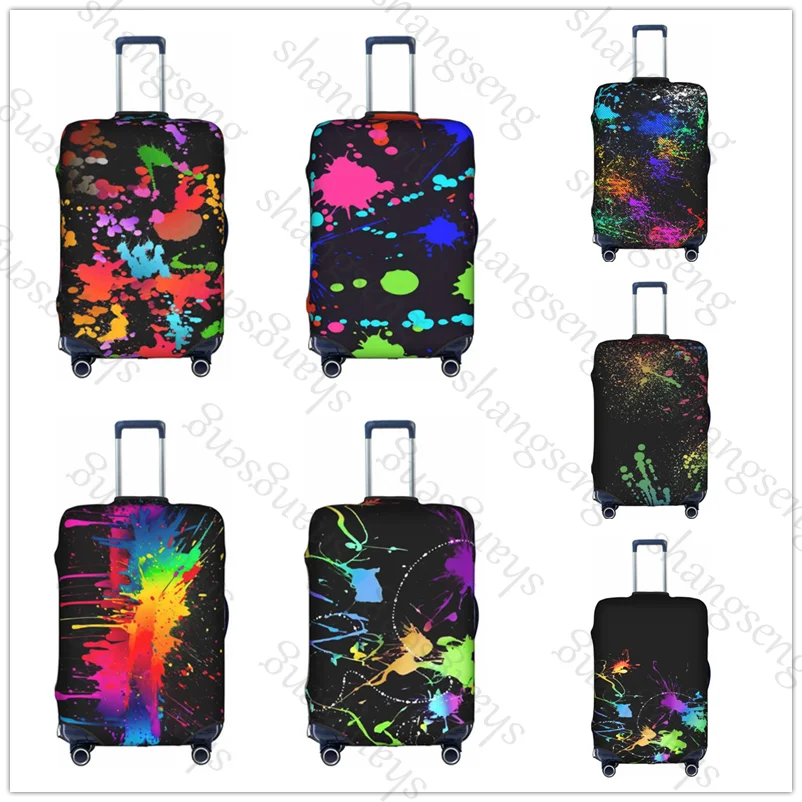 

Thick Elastic Luggage Protective Cover Zipper Suit For 18-32 inch Bag Suitcase Covers Travel Accessories Colorful paint splashes