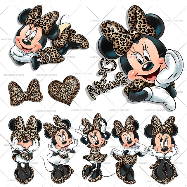 New Minnie Mouse Leopard Print Patches for Clothes Disney Heat Vinyl Transfer for Woman Clothing Luxury Ironing Sticker Applique AliExpress