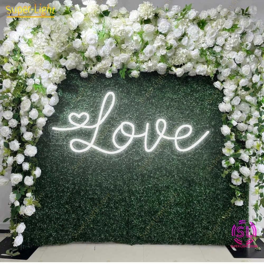 Imagem -02 - Custom Neon Love Sign Sinais Led Decoração de Festa de Casamento Festa de Quarto Sinal de Luz do Amor Noivo Sinal Grande 50x22cm