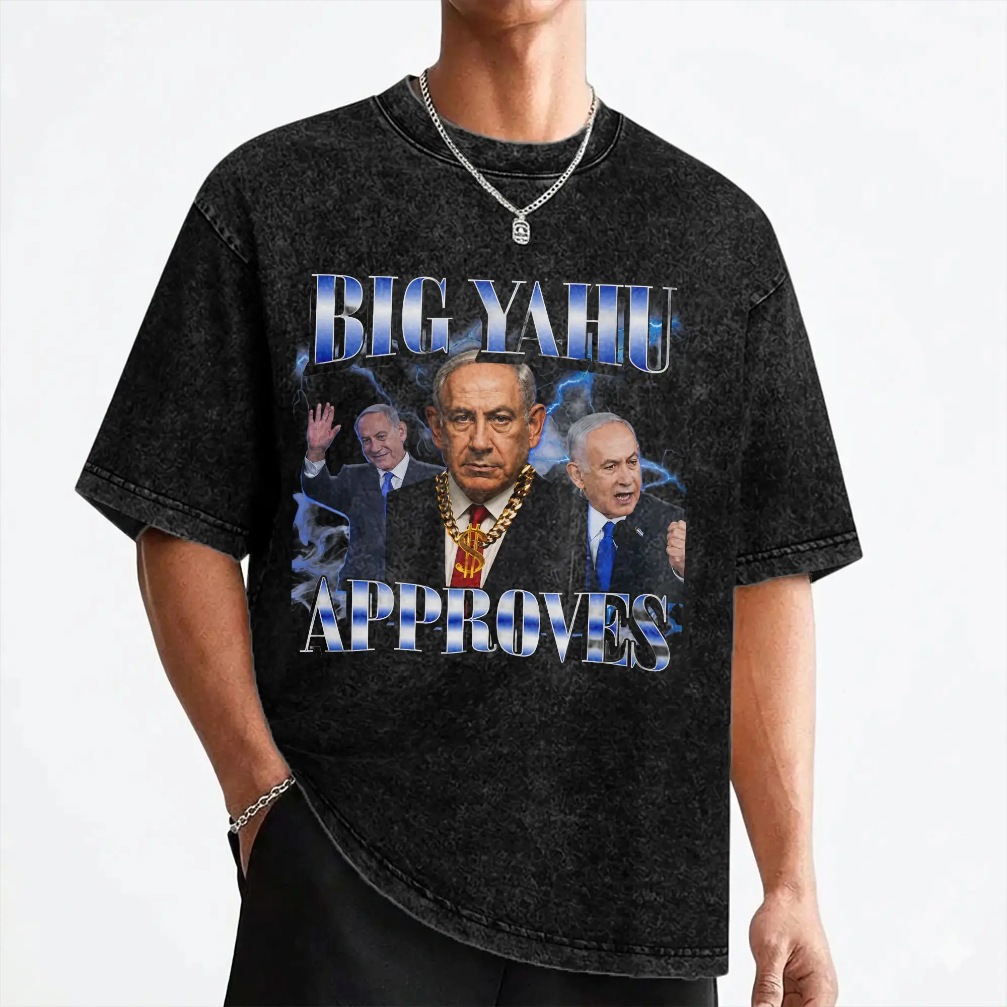 Benjamin Netanyahu T Shirts Washed Short Sleeve Oversize T-Shirt  Novelty for Men Women Streetwear Printed Tops Tees