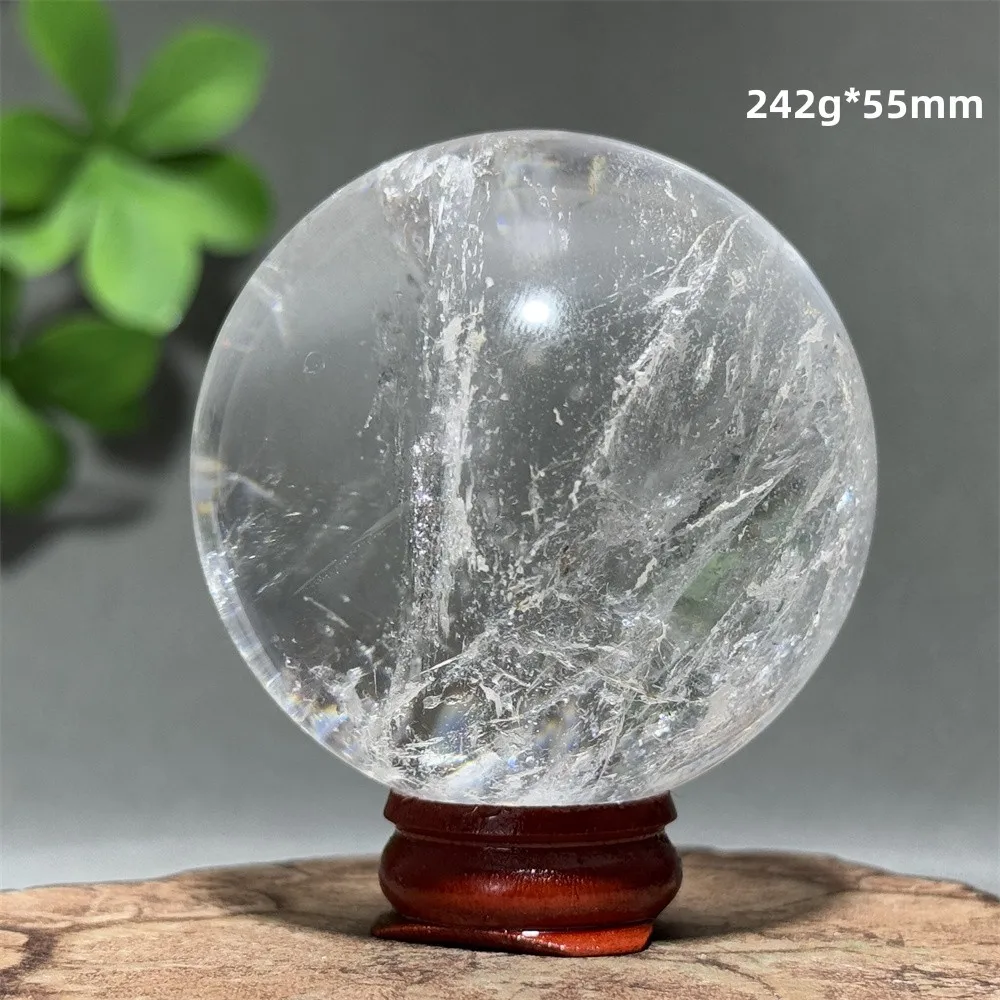 Natural White Crystal Ball Heals Mineral Crystal Reiki Meditation Wealth Divination Massage Home Decoration Gift+Base