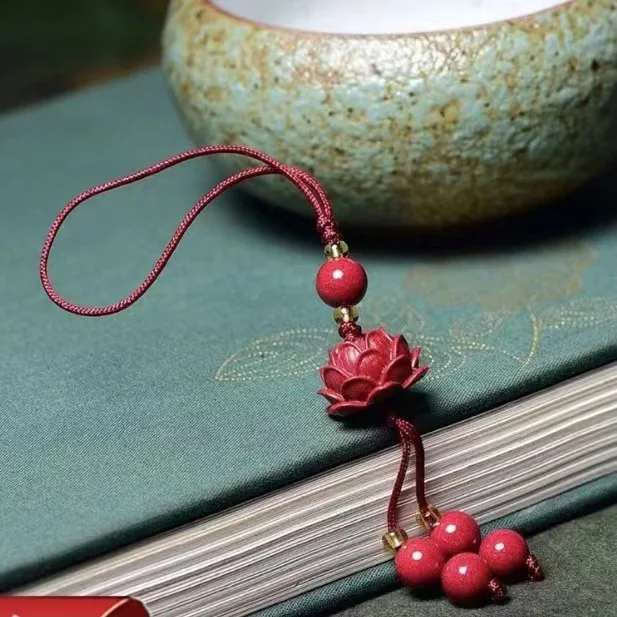 Llavero budismo sándalo flor de loto llavero budista Bodhi teléfono móvil llavero colgante anillo de dedo llavero regalo