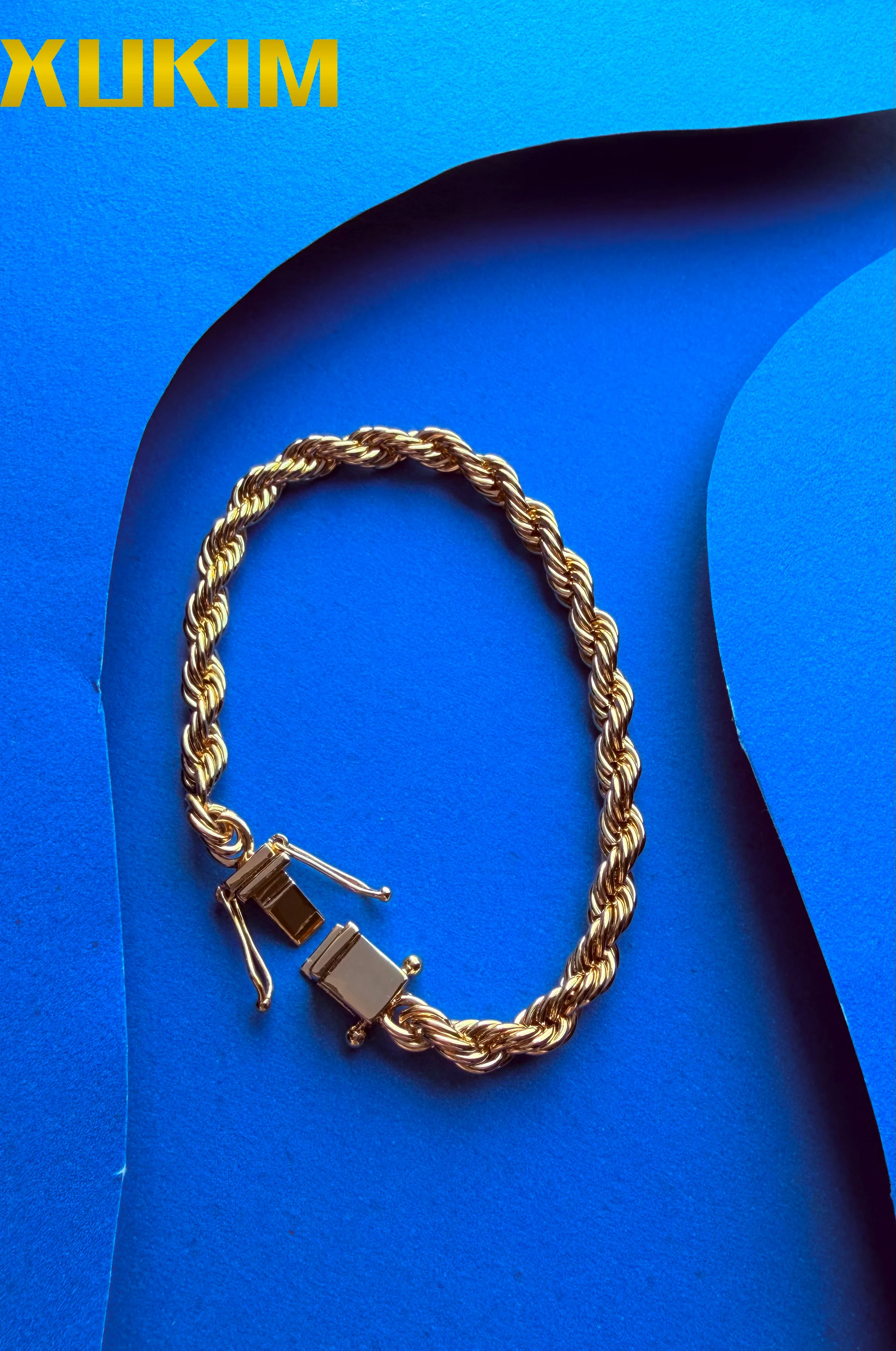 Xukim Fashion Jewelry Cordell Chain kejsarlänk Kejsarlank kejsarlånk 8mm Gold Box Clasp Chain Rope Chain Gold
