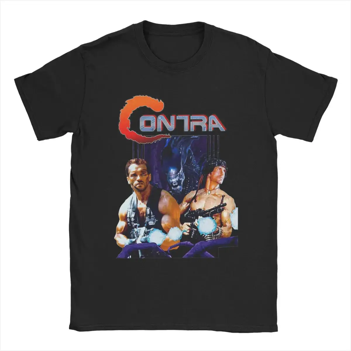 

Men Contra Movie T Shirt Game Pure Cotton Clothing Novelty Short Sleeve