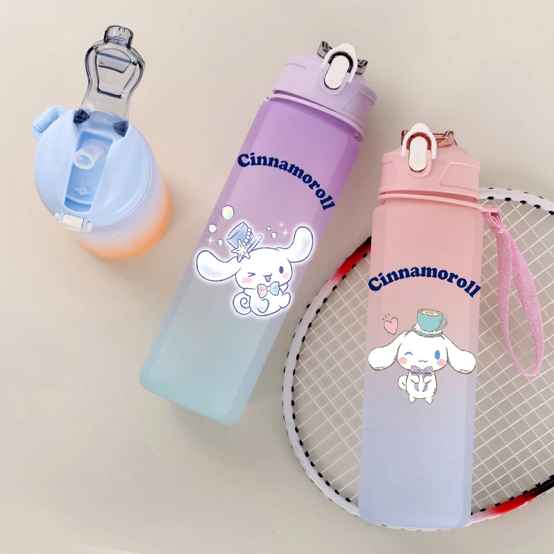 750Ml Sanrio Cinnamoroll Straw Cup Leak Proof Large Capacity Water Cup Children Portable Plastic Jug Outdoor Camping Water Cup