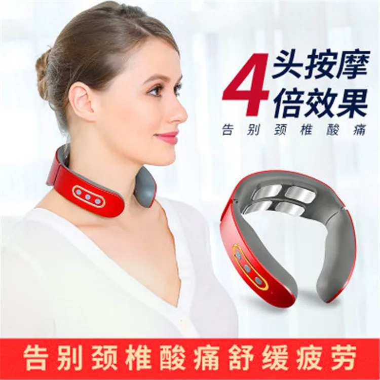 Electric Pulse Neck Shoulder Massager Multifunctional Smart Cervical Care Instrument Electromagnetic Kneading Relief Tool view 4