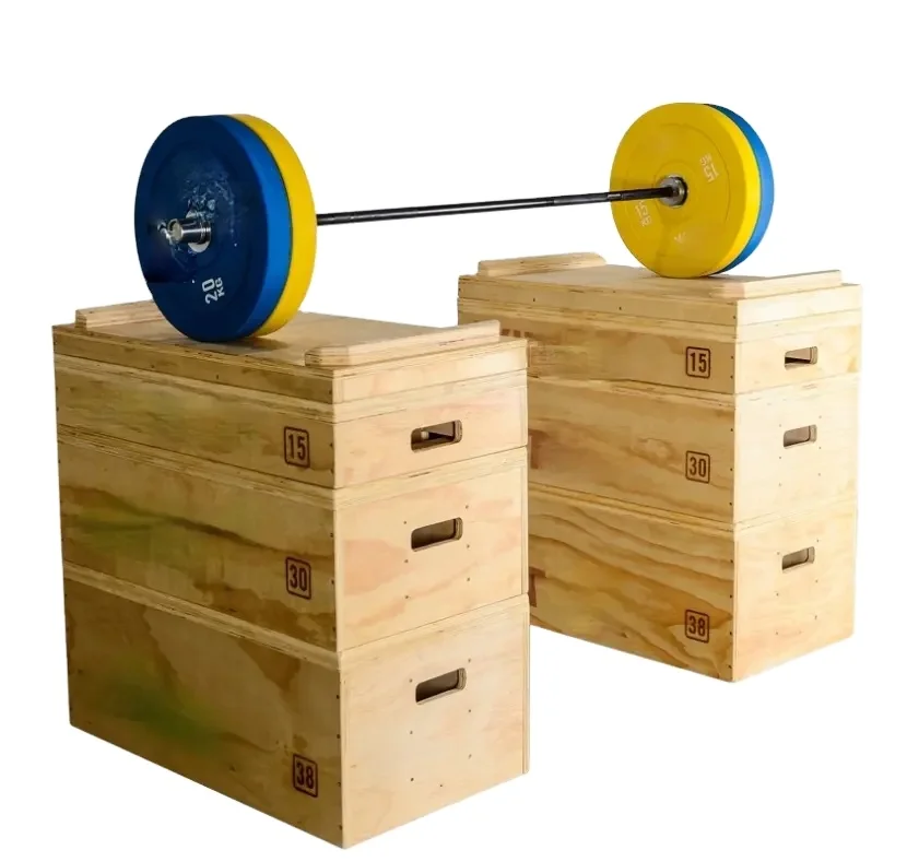 

Hot Sale Gym Accessories Adjustable Wooden Jerk Box Weightlifting Block Box