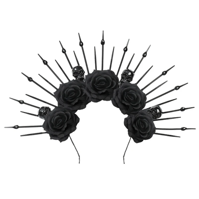 

Bride Flower For Halloween Spiked Headbands Women Floral Garlands