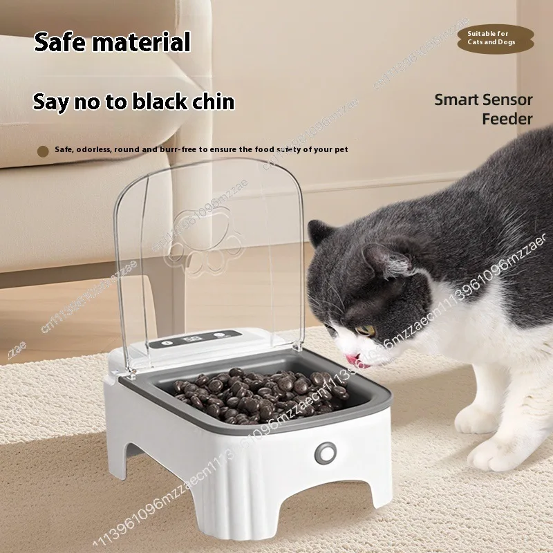 The New Cat Automatic Induction Feeder Regularly and Quantitatively Opens The Lid To Keep Fresh Stainless Steel Self-service
