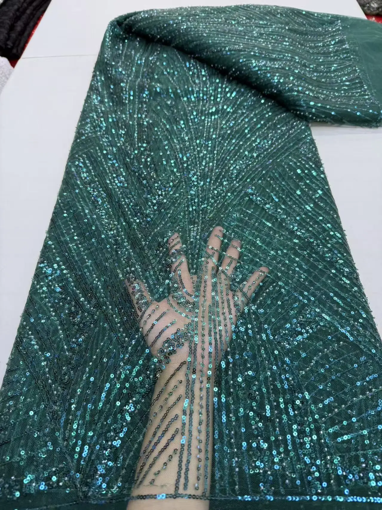 

African Sequins Tulle Lace Fabric 2025 Green High Quality Nigerian French Butterfly Mesh Lace Party Prom Sewing 5 Yards/Lot