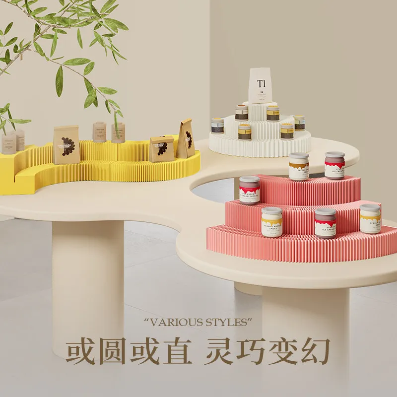 Folding Display Shelf Product Showcase Floating Step Booth Supermarket Shelf Home Decoration Exhibition Sample Rack