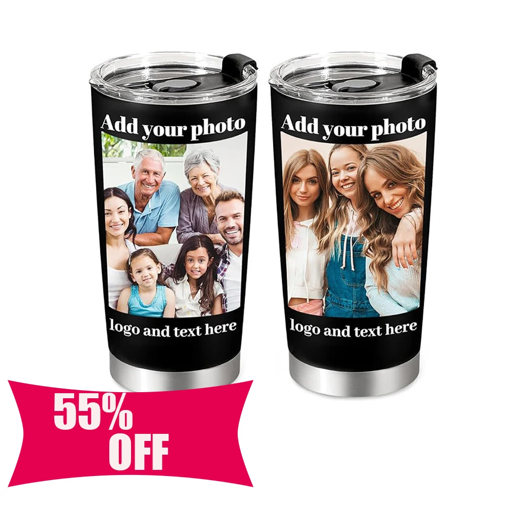 Customizable Text and Picture Insulated Water Bottle Family Gift Present for Lovers Children's Growth Souvenir Office Drinkware