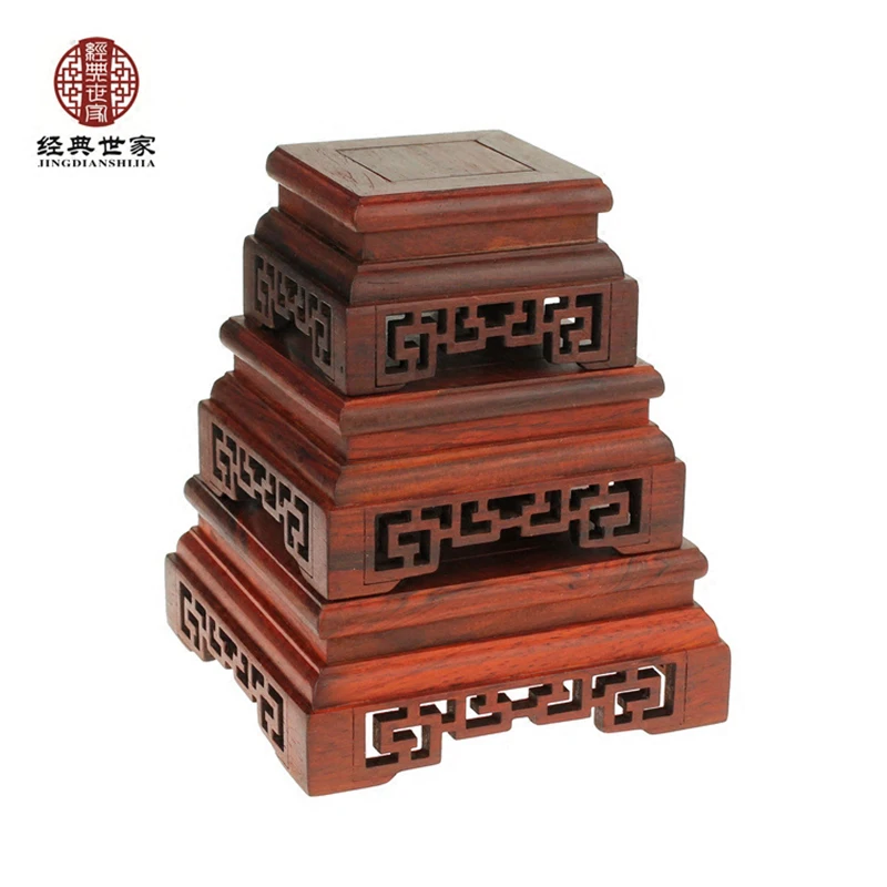 Redwood Square Base,Bonsai Vase Pedestal,Collection, Stander Display, Traditional Chinese