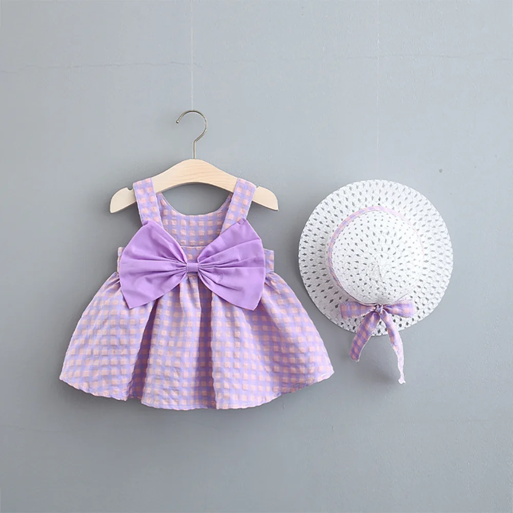 2025 Summer Outfit Toddler Girl Dresses Polka Dot Print Cotton 2PC Baby Princess Dress+Sunhat Newborn Clothes Set 0-3Y