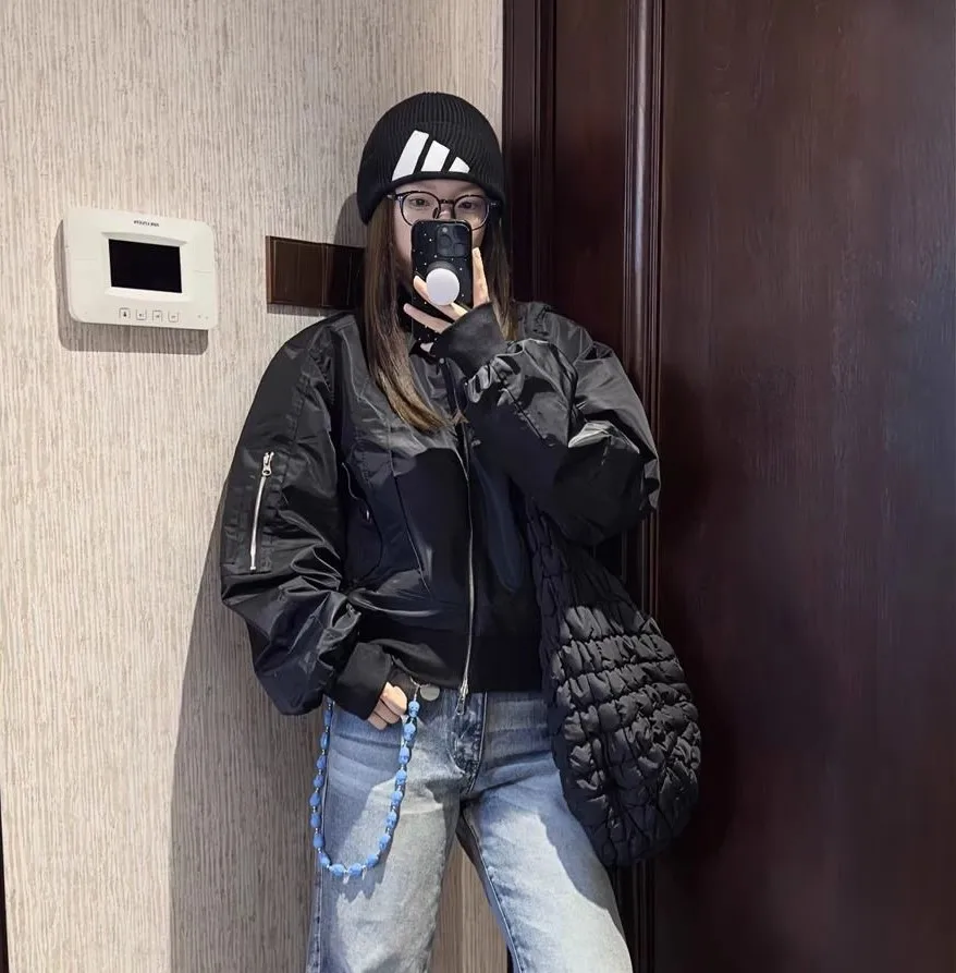 Giubbotti bomber Giacca da donna Techwear Autunno Velluto a coste Plaid Risvolto Bottoni Stile francese Decorativo a strati College Preppy Quotidiano