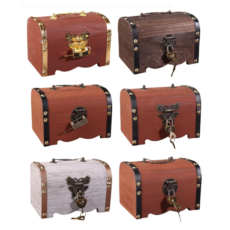 Treasure Chest With Lock Vintage Treasure Storage Box Piggy Bank Organizer Saving Box Case With Lock For Home Retro Decoration