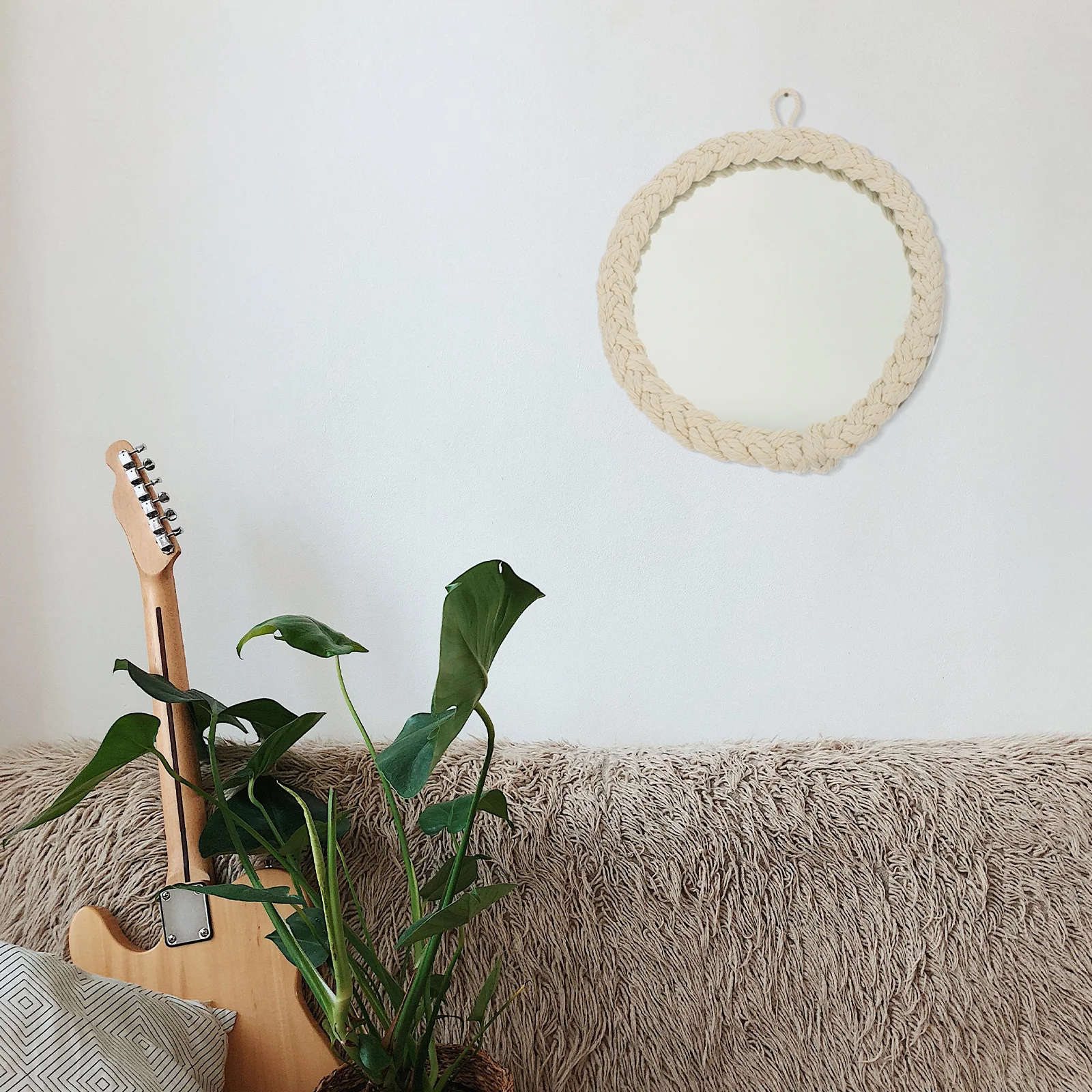 

Macrame Wall Hanging White Lighthouse Decor Woven Tapestry Bedroom Bohemian Home nament Art Home Decor Cosmetics Mirror Wall