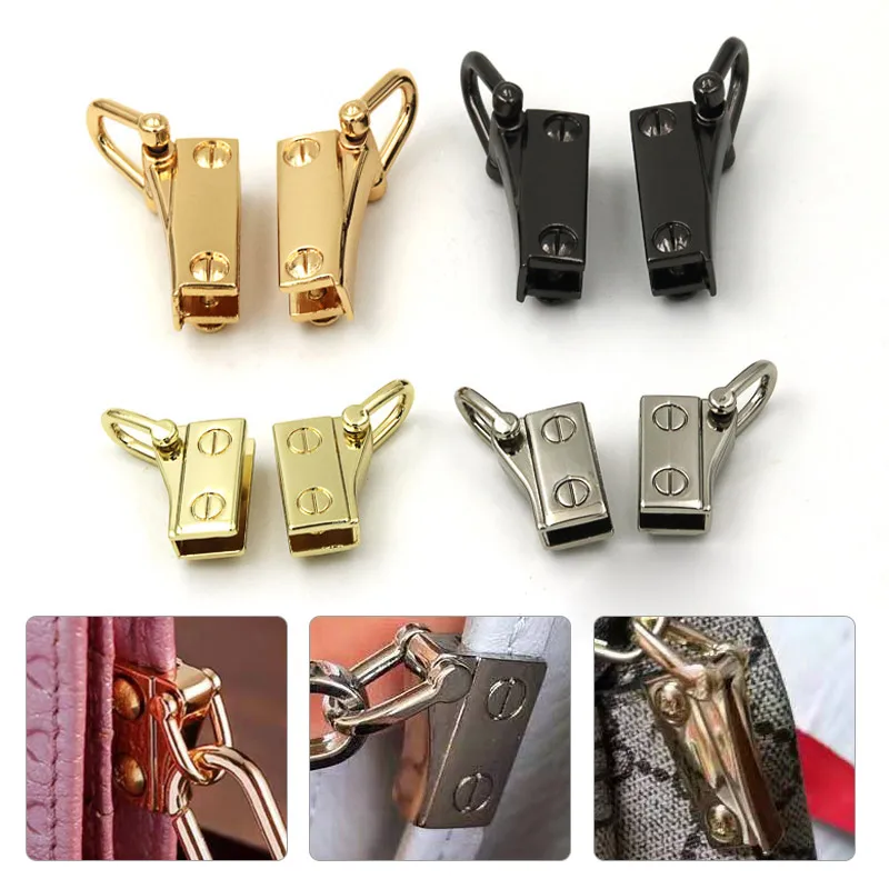 1Pair Metal Bag Side Anchor Gusset Bag Side Edge Buckle Anchor Link Hanger Clamps Hardware With D Rings For Bag Purse Strap