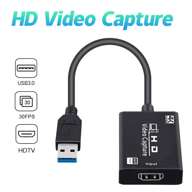 4K Video Capture Card HDTV To USB Game Recording Box for PC Computer Camera Live Stream Record Meeting