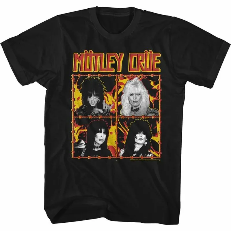 Motley Crue Fire And Wire Black Adult T-Shirt Summer Men's and Women's Loose and Breathable T-shirt Top