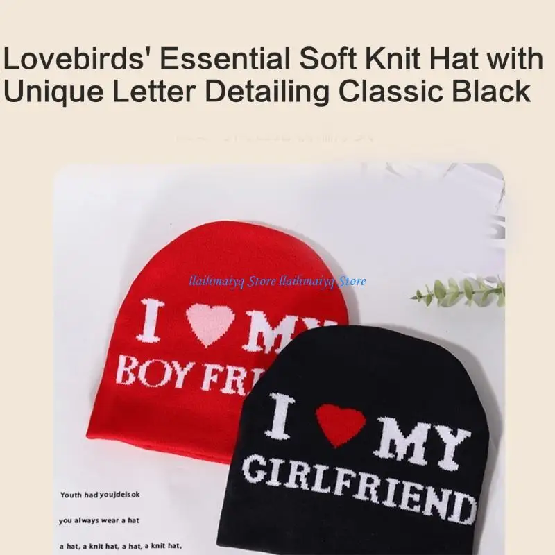 573B Gehaakte paren briefhoed meisje populaire schedelhoed pillingbestendig herfst winter mutsen hoed casual pullover hoed