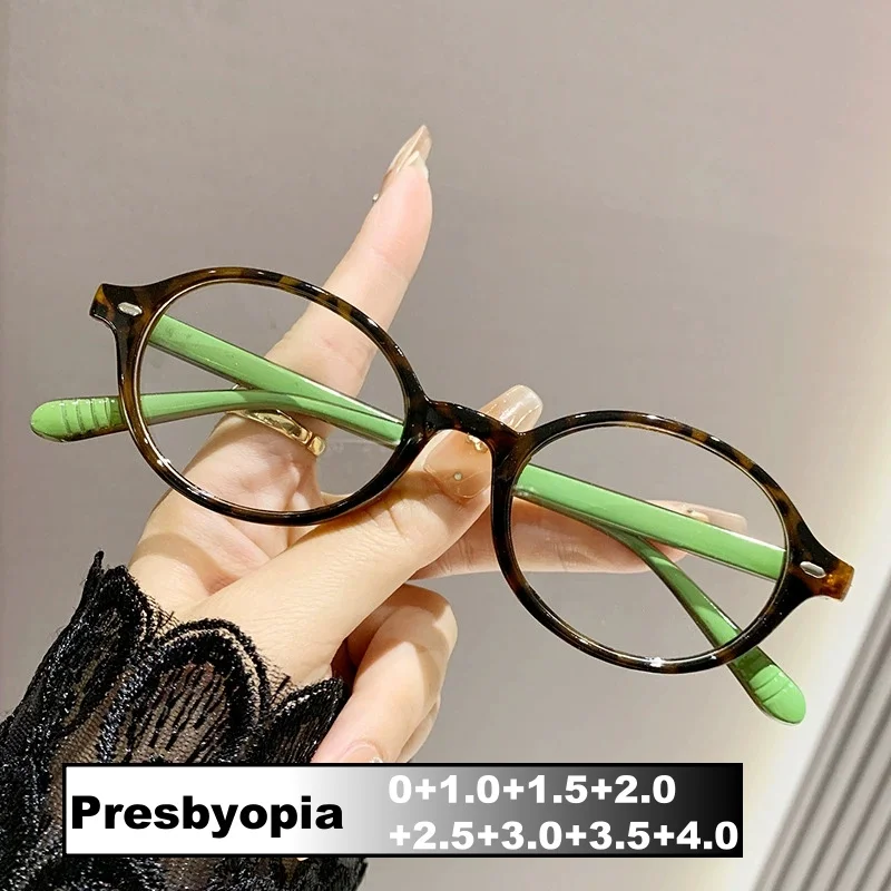 

Men Women's Round Ultralight Reading Glasses Blue Light Blocking Glasses for Ladies Vintage Oval Presbyopia Eyeglasses 0+1.0+4.0