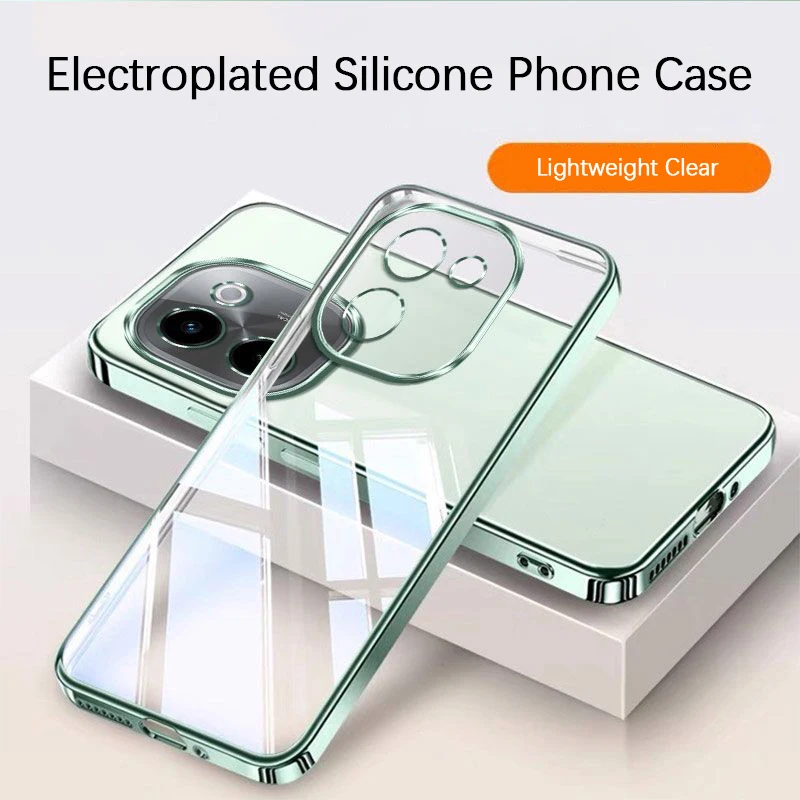 High Qualtiy Transparent Phone Case for vivo Y200 GT Plus Y200E Y200+ Y200GT 5G Plating Silicone Soft Original Luxury Back Cover