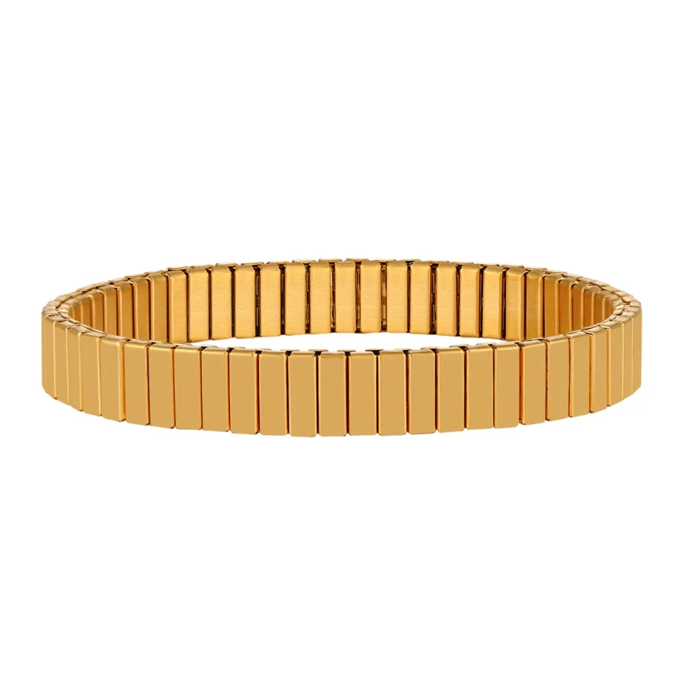 Modische Edelstahl-Armreifen (9 mm) für Herren, einfaches Imitations-Armband, trendiger Party-Schmuck für Damen. – Detail 4
