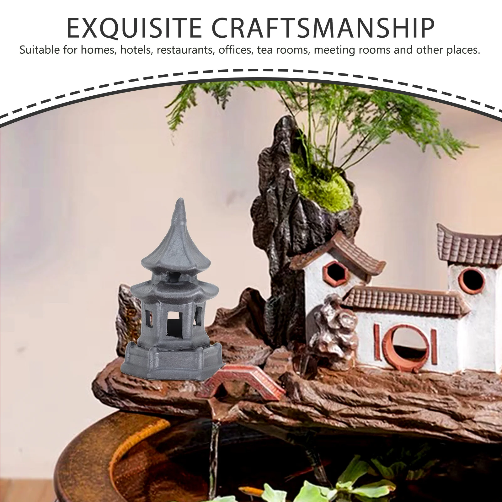 

Miniature Landscape Tower Ornament Simulated Rock Tank Decoration Ceramic Flowerpot Decor Micro Landscape Tower