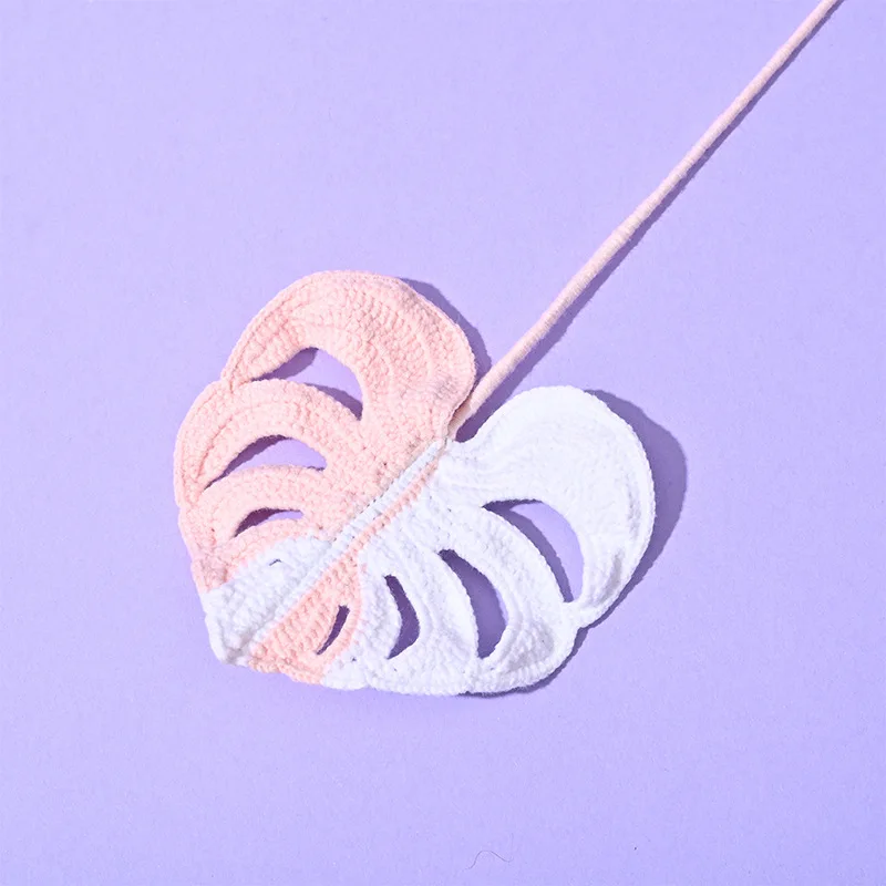 Gehäkeltes Monstera-Blatt, gestrickte künstliche Blätter, kreative handgewebte Blätter, DIY-Blumenstrauß, Heimdekoration, Geschenk – Detail 7