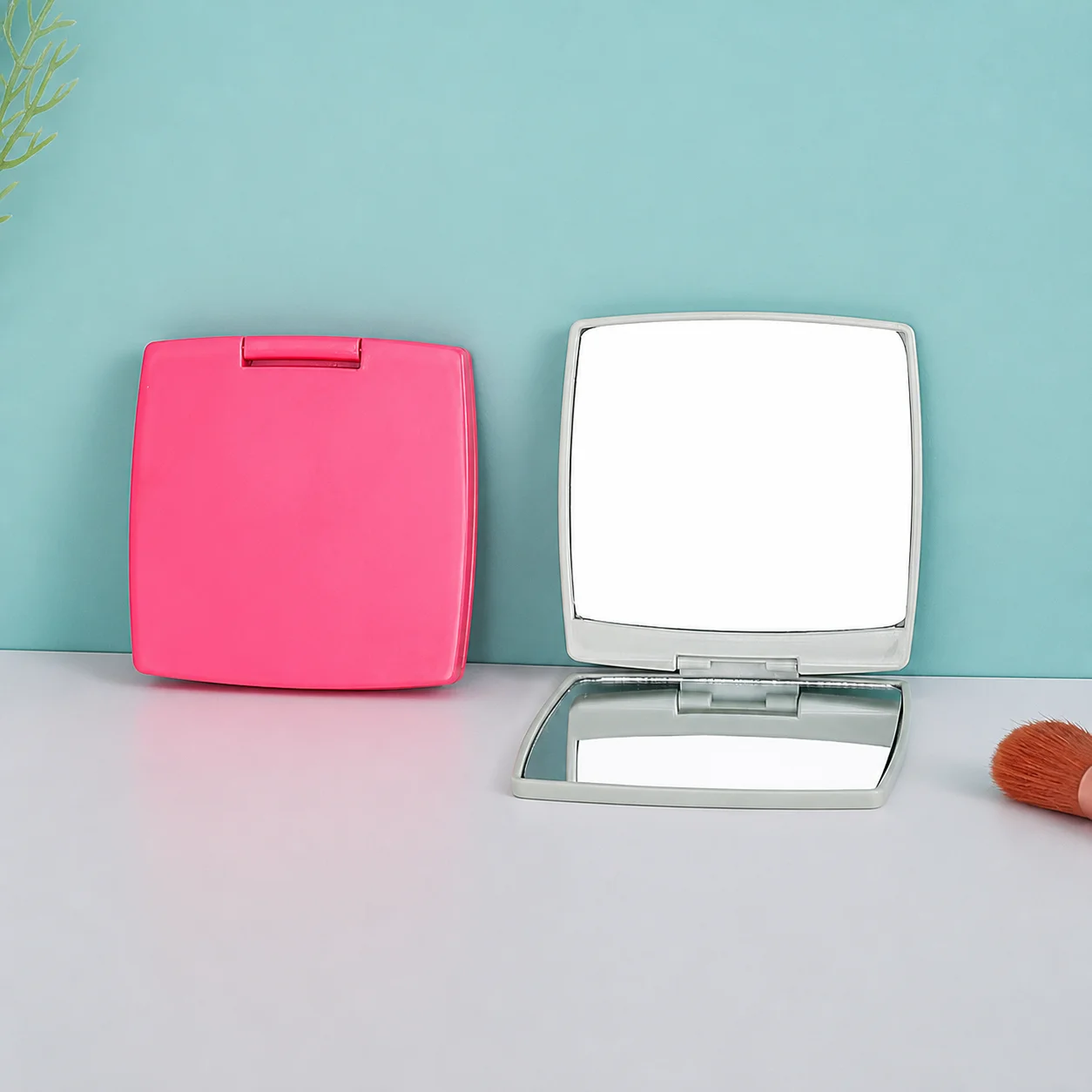 Square Folding Mirror Frosted Flip Cosmetic Mirror Square Compact Mirror Compact For Makeup Touch Up Bedroom Dresser Business