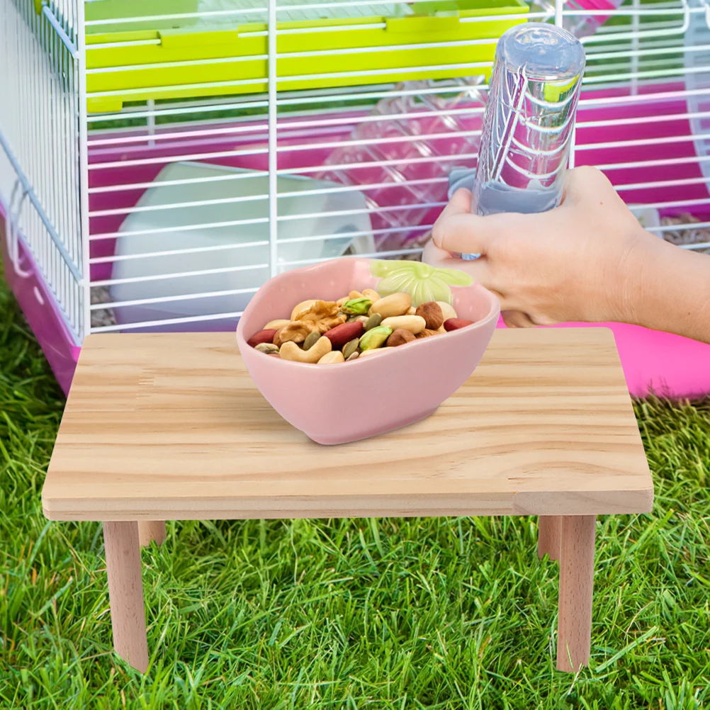 

Hamster Platform Solid Wood Cage Accessories Thickened Design Chew Resistant Activity Center Climbing Frames Toys Wooden Pet